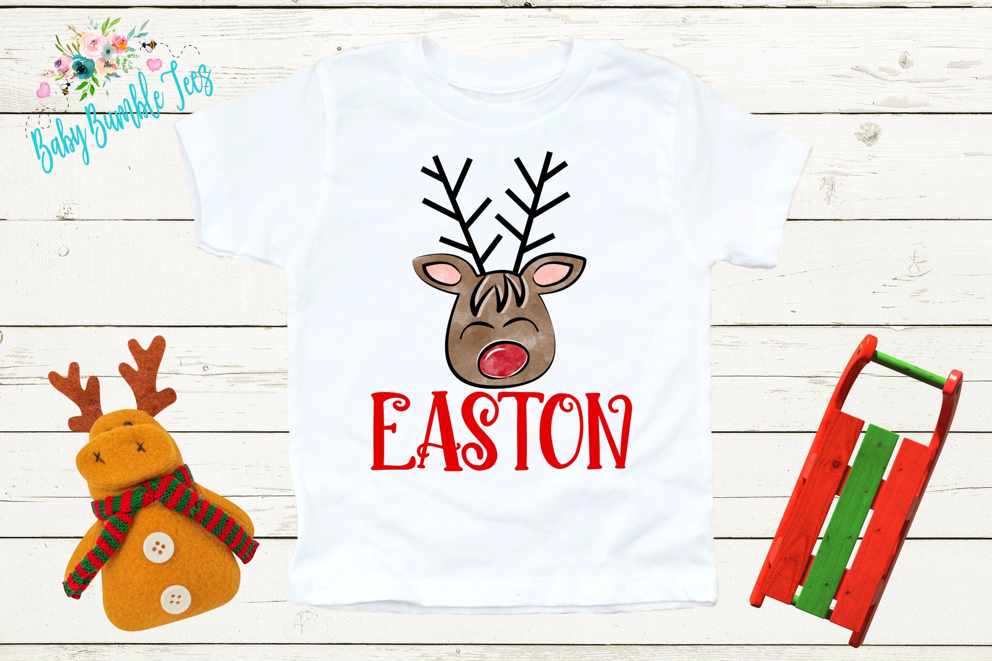 Boys Reindeer Shirt // Kids Christmas Shirt // Personalized Name // Toddler Christmas Shirt // Holiday Shirt // Reindeer Shirt // Gift