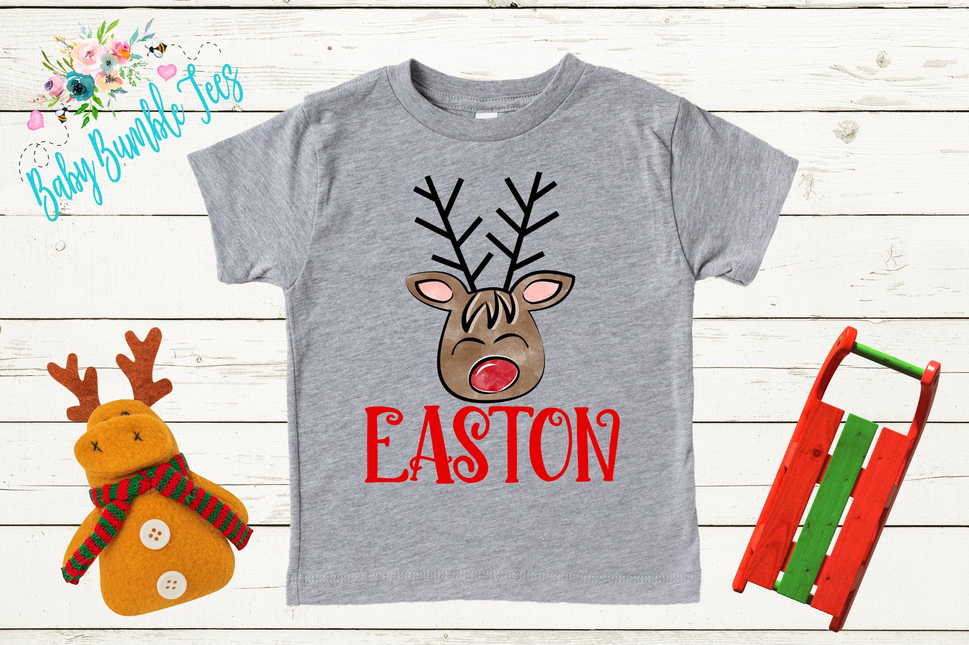 Boys Reindeer Shirt // Kids Christmas Shirt // Personalized Name // Toddler Christmas Shirt // Holiday Shirt // Reindeer Shirt // Gift