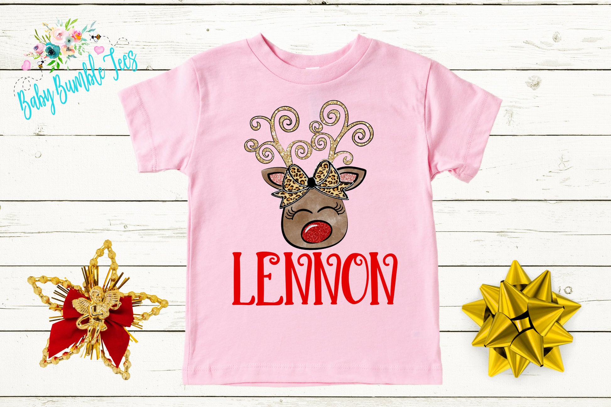 Reindeer Name Shirt // Personalized Name // Christmas t-shirt // Baby Girl // Holiday Shirt // Toddler// Kids Shirt // First Christmas