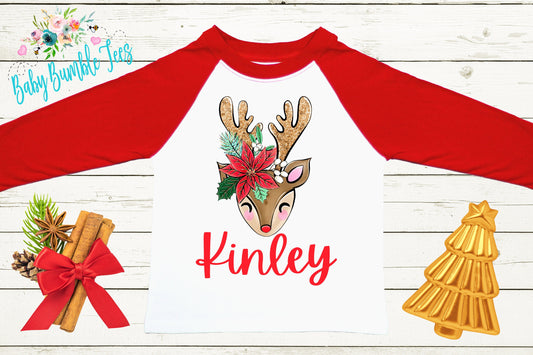 Reindeer Name Shirt // Personalized Name // Christmas t-shirt // Baby Girl // Holiday Shirt // Toddler// Kids Shirt // First Christmas