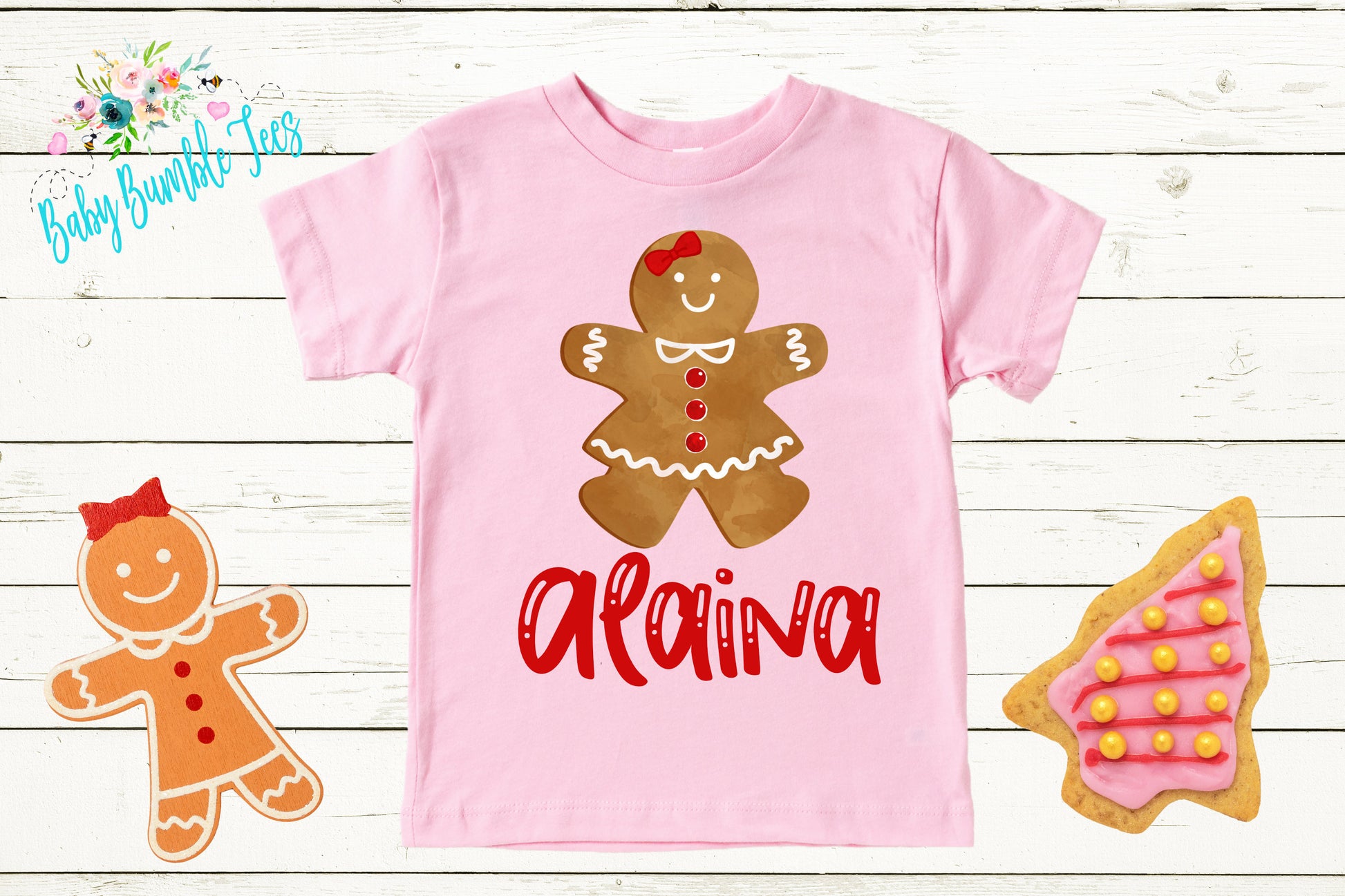 Gingerbread Girl Name Shirt // Personalized Name // Christmas // Toddler Shirt // Holiday // Kids Shirt // Gift // Girls Christmas Shirt