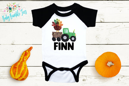 Turkey Tractor Bodysuit // Boys Thanksgiving // First Thanksgiving // Newborn Bodysuit // Thanksgiving Turkey Shirt // Kids Thanksgivivng