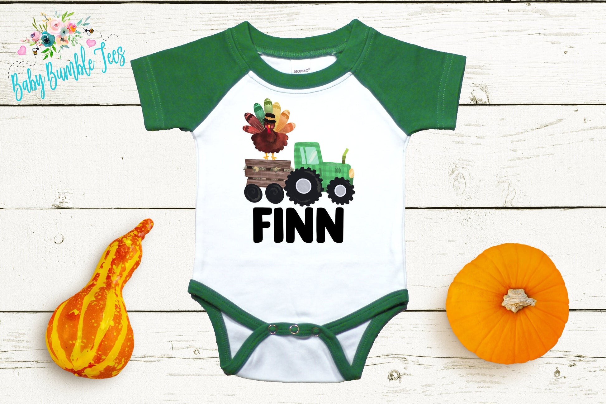 Turkey Tractor Bodysuit // Boys Thanksgiving // First Thanksgiving // Newborn Bodysuit // Thanksgiving Turkey Shirt // Kids Thanksgivivng
