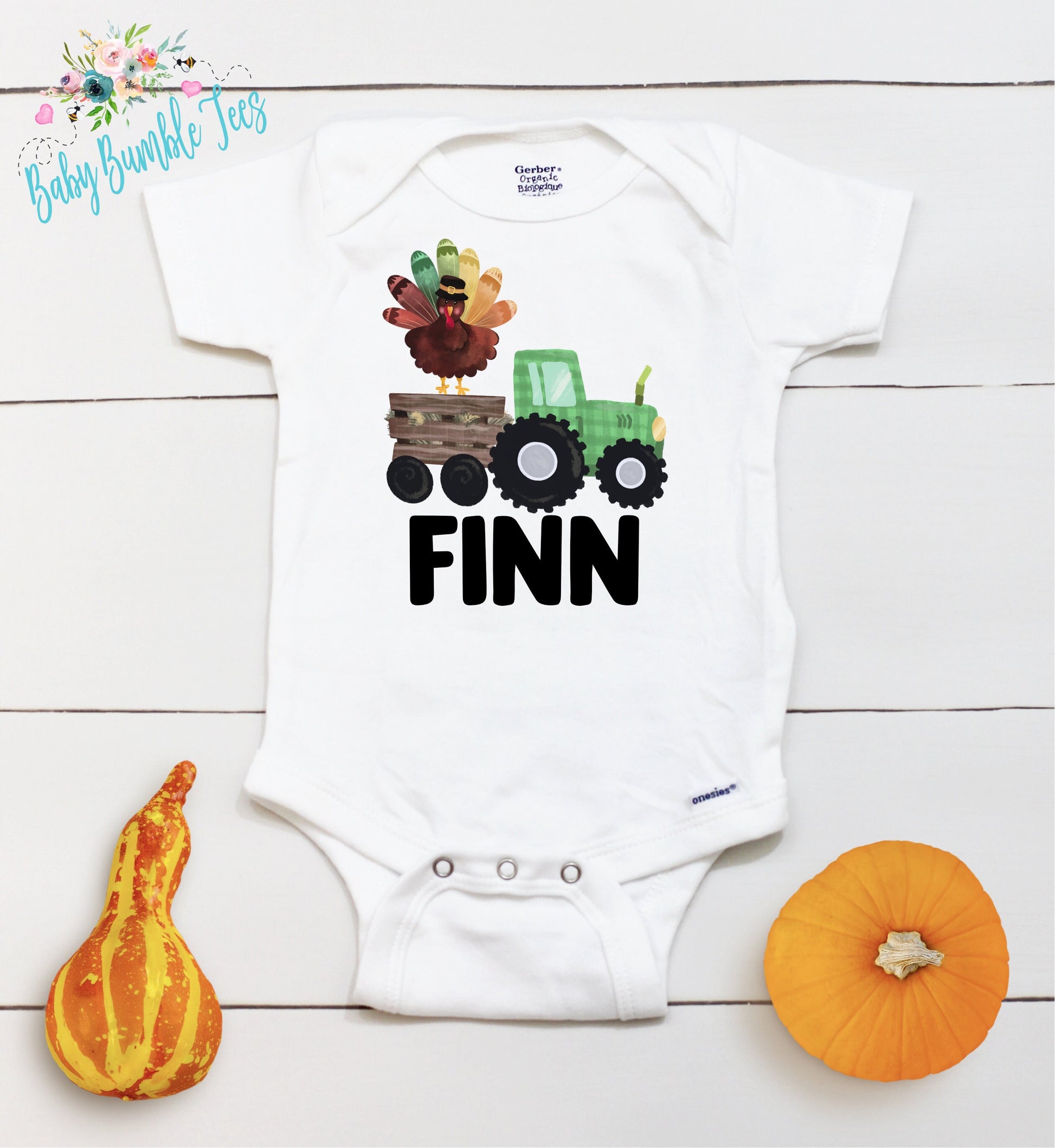 Turkey Tractor Bodysuit // Boys Thanksgiving // First Thanksgiving // Newborn Bodysuit // Thanksgiving Turkey Shirt // Kids Thanksgivivng