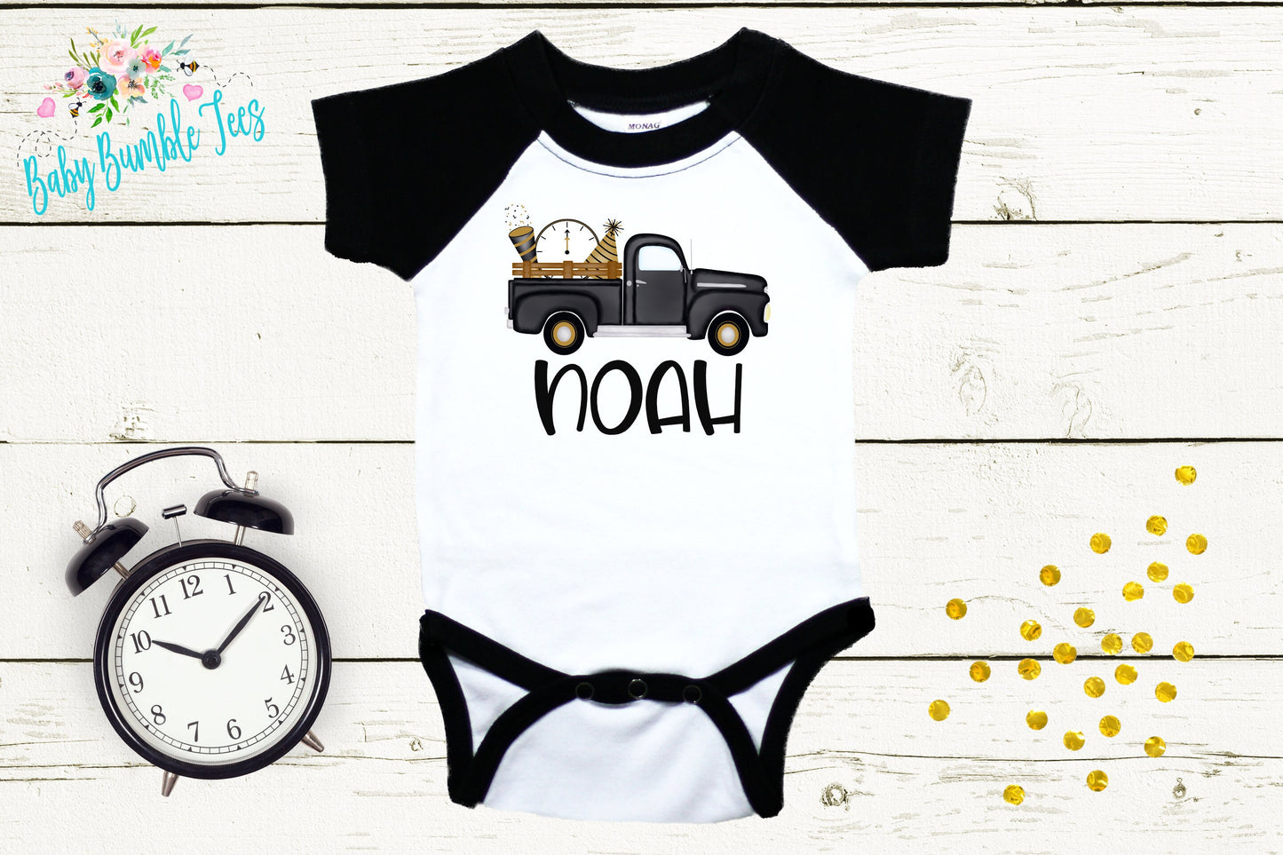 New Year Truck Bodysuit - Boys New Years - New Years Kids Shirt - Toddler Shirts - New Years Eve Outfit - New Year Truck