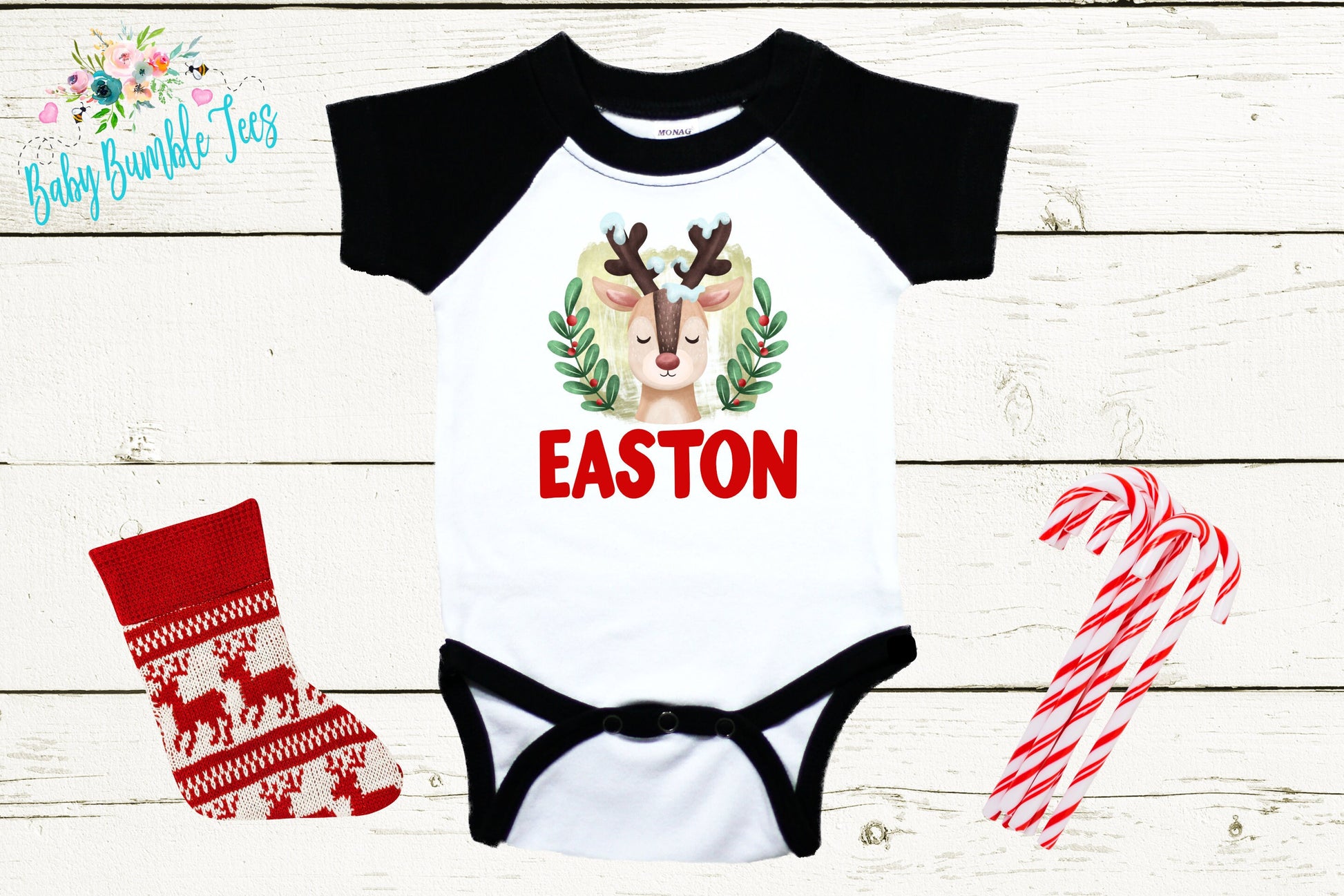 Reindeer Name // Personalized Name // Christmas // Baby Boy // Holiday // Kids Shirt // First Christmas // Reindeer // Gift