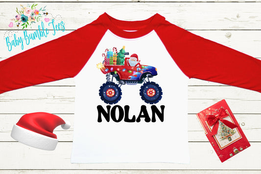 Monster Truck Christmas Shirt // Boys Christmas Shirt // Personalized Name // Kids Christmas Shirt // Toddler Christmas // Christmas Gift