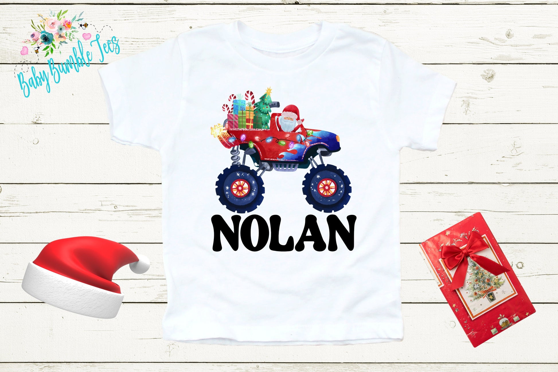 Monster Truck Christmas Shirt // Boys Christmas Shirt // Personalized Name // Kids Christmas Shirt // Toddler Christmas // Christmas Gift