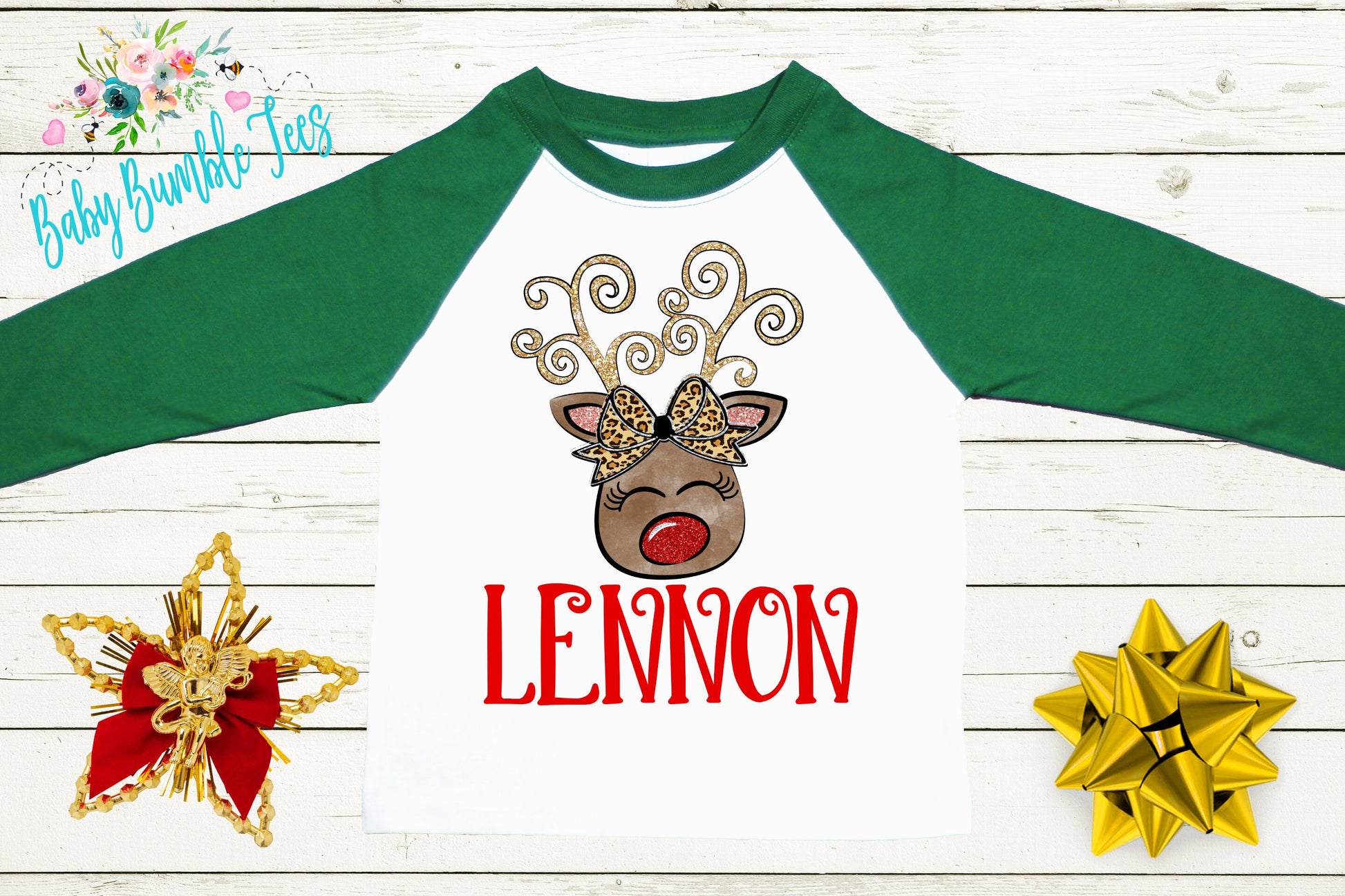 Reindeer Name Shirt // Personalized Name // Christmas t-shirt // Baby Girl // Holiday Shirt // Toddler// Kids Shirt // First Christmas