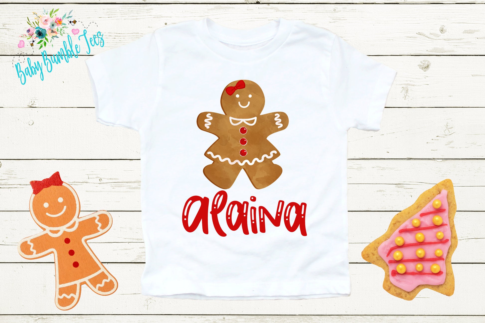 Gingerbread Girl Name Shirt // Personalized Name // Christmas // Toddler Shirt // Holiday // Kids Shirt // Gift // Girls Christmas Shirt