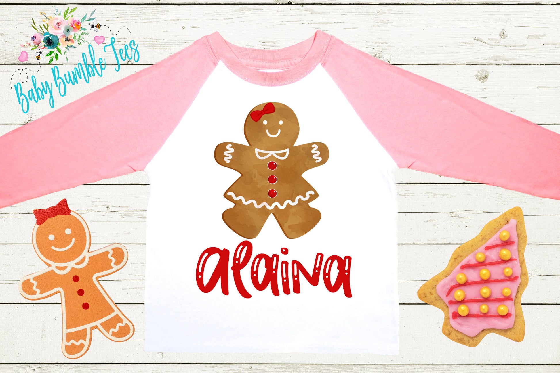 Gingerbread Girl Name Shirt // Personalized Name // Christmas // Toddler Shirt // Holiday // Kids Shirt // Gift // Girls Christmas Shirt