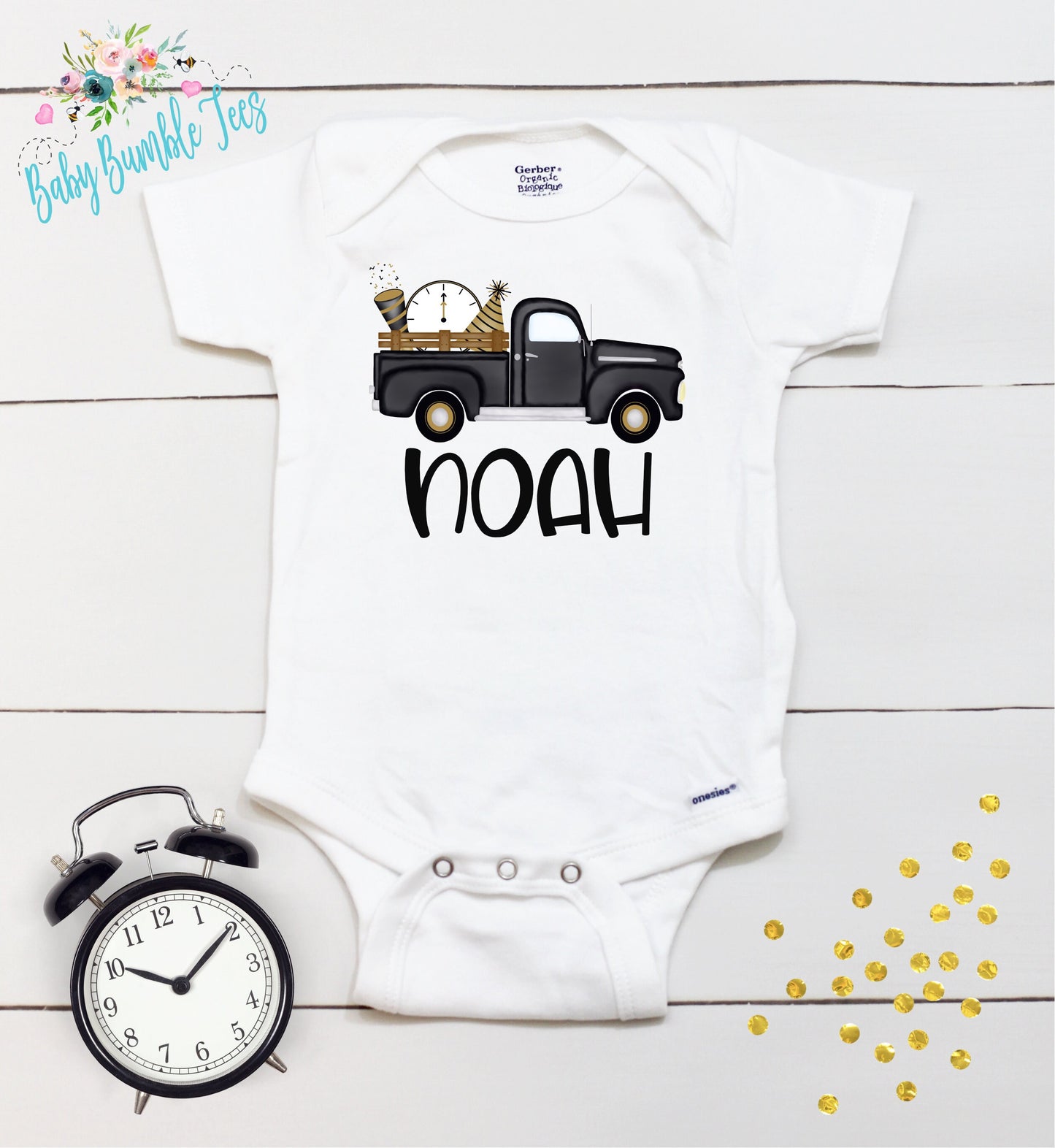 New Year Truck Bodysuit - Boys New Years - New Years Kids Shirt - Toddler Shirts - New Years Eve Outfit - New Year Truck