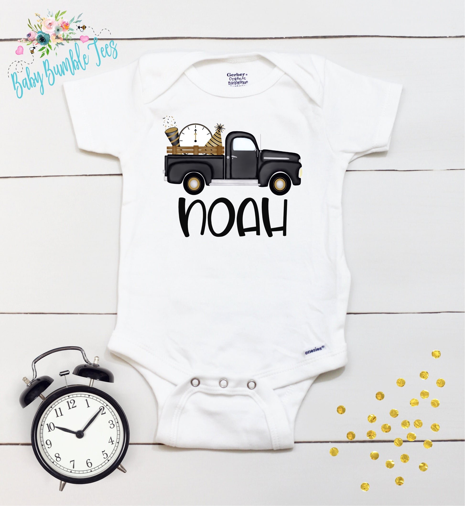 New Year Truck Bodysuit - Boys New Years - New Years Kids Shirt - Toddler Shirts - New Years Eve Outfit - New Year Truck