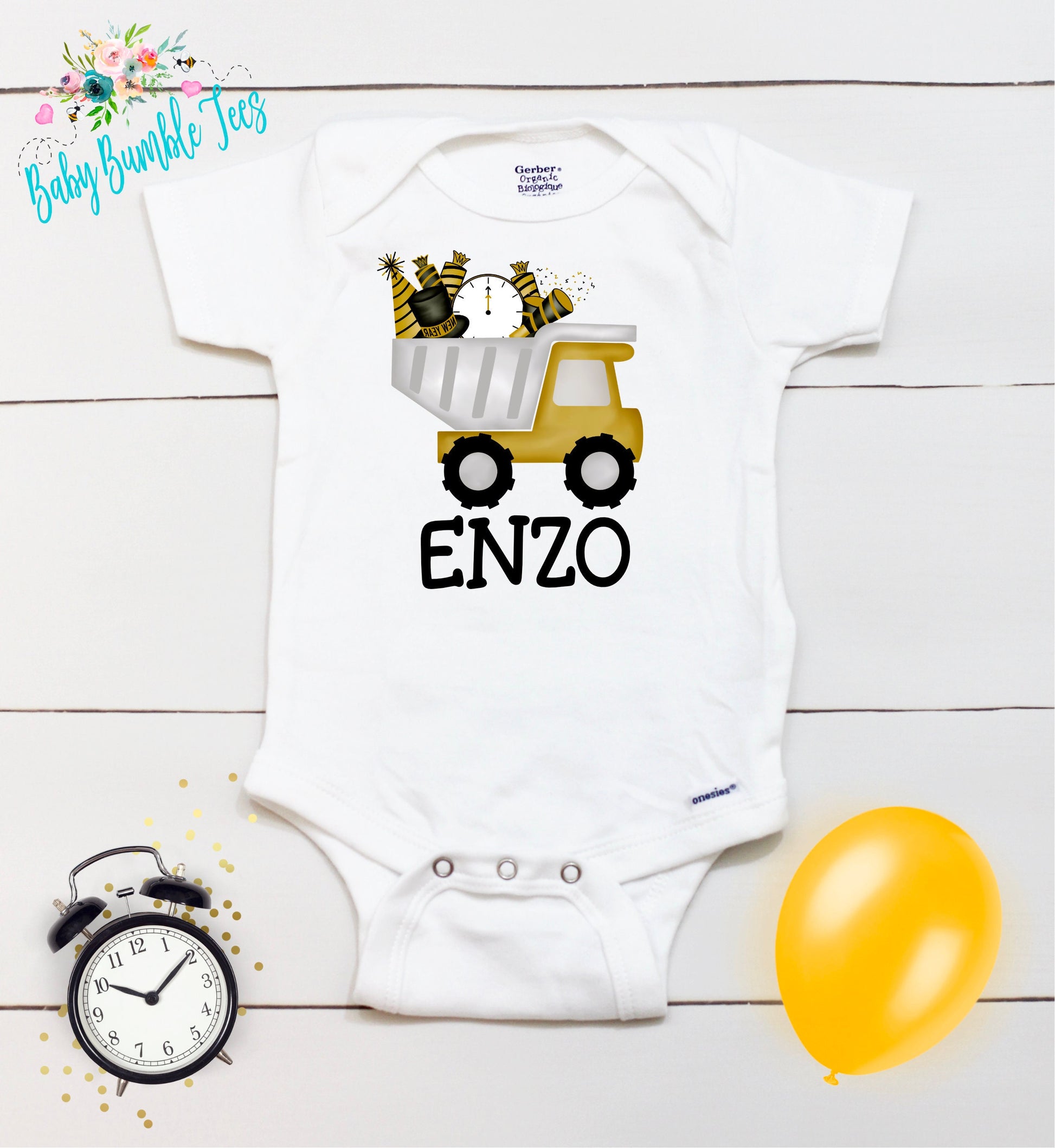 New Year Truck Bodysuit - Boys New Years - New Years Kids Shirt - Toddler Shirts - New Years Eve Outfit - New Year Truck