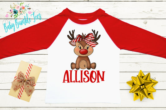 Girls Reindeer Shirt // Girls Christmas Shirt // Personalized Name Shirt // Kids Holiday Shirt // Kids Christmas Shirt // Toddler Christmas