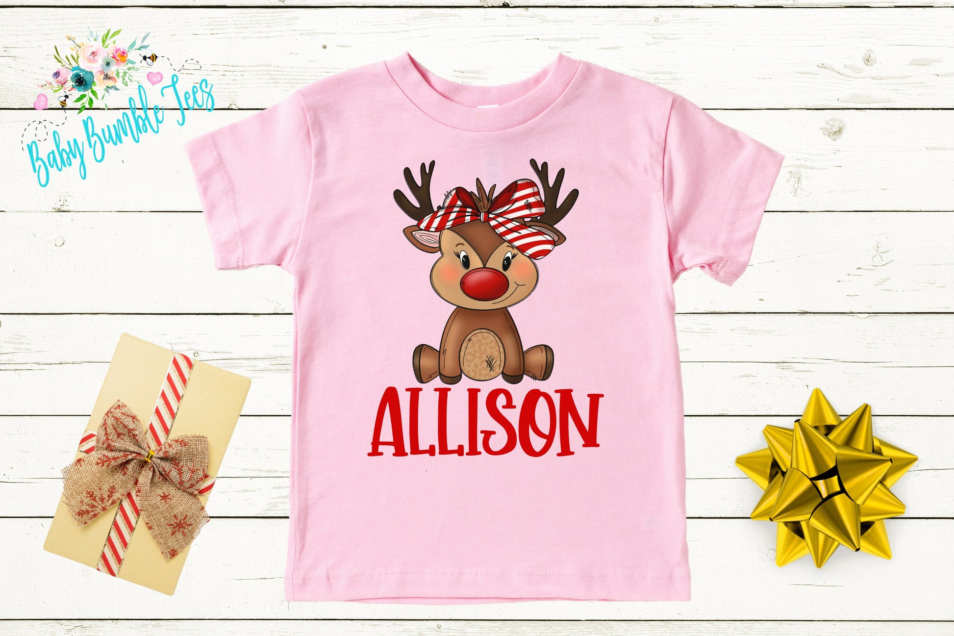 Girls Reindeer Shirt // Girls Christmas Shirt // Personalized Name Shirt // Kids Holiday Shirt // Kids Christmas Shirt // Toddler Christmas