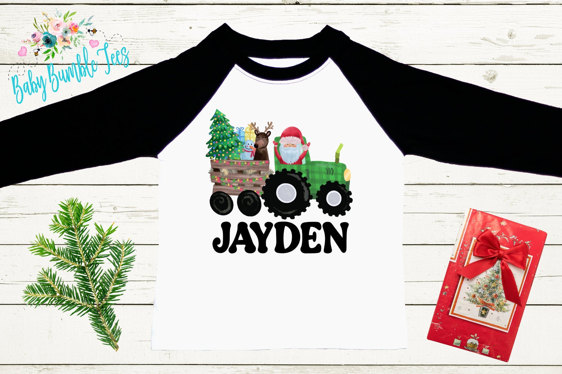 Christmas Tractor Shirt // Boys Christmas Shirt // Kids Christmas Shirt // Personalized Name // Toddler Christmas Shirt // Christmas Gift
