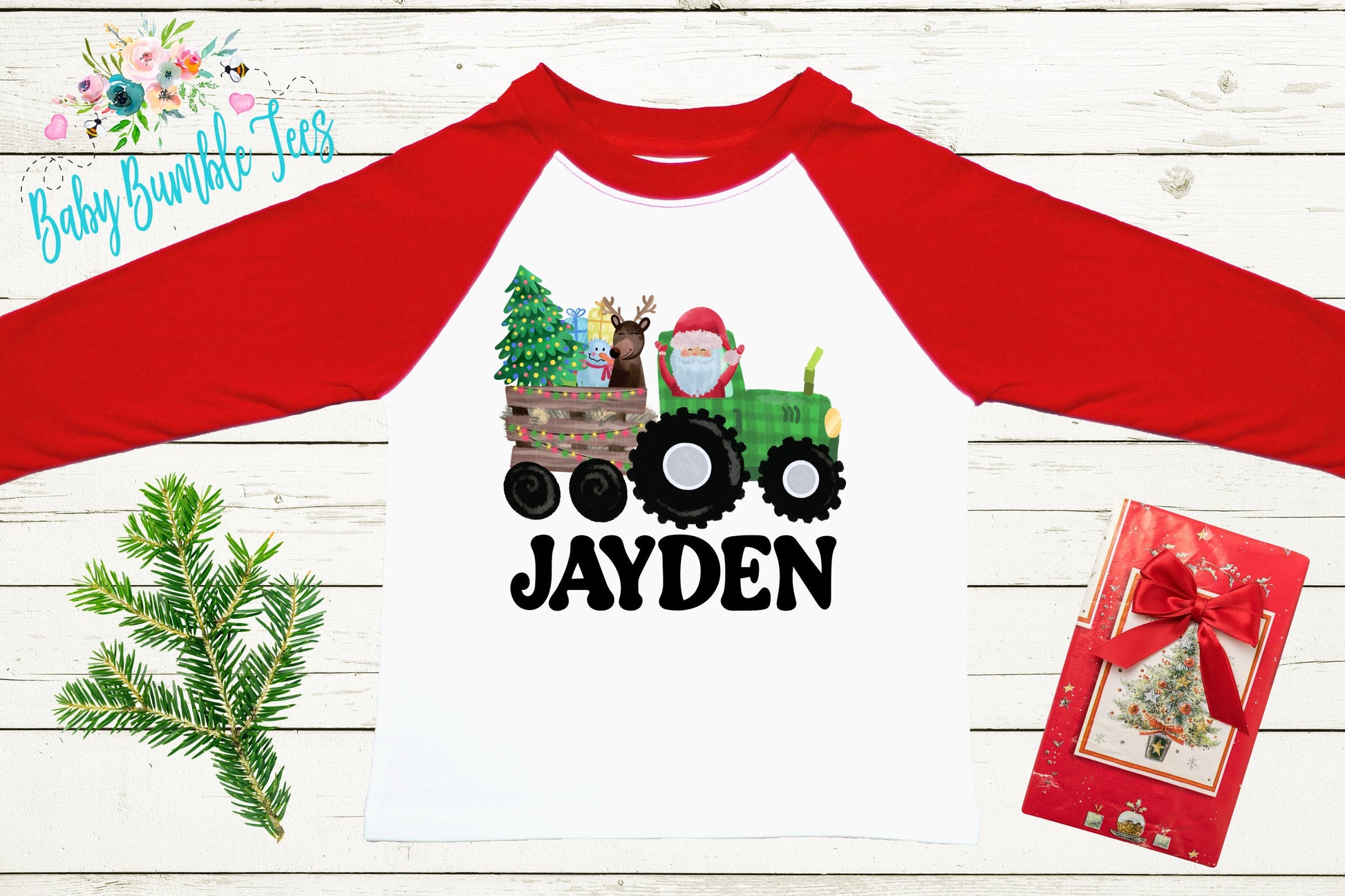 Christmas Tractor Shirt // Boys Christmas Shirt // Kids Christmas Shirt // Personalized Name // Toddler Christmas Shirt // Christmas Gift