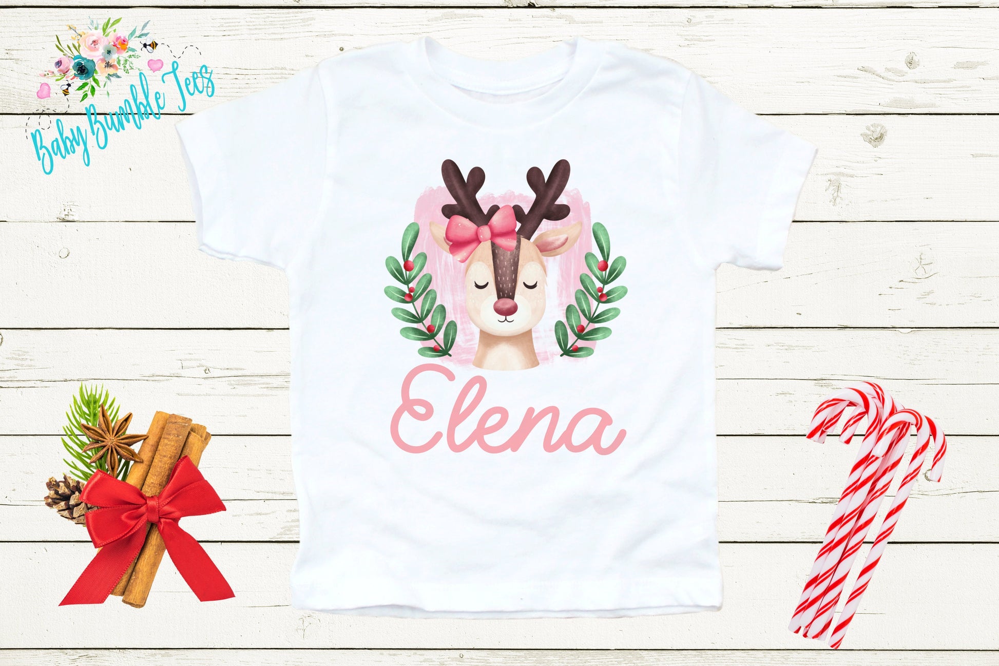 Girls Reindeer Shirt // Girls Christmas Shirt // Personalized Name Shirt // Kids Holiday Shirt // Kids Christmas Shirt // Toddler Christmas