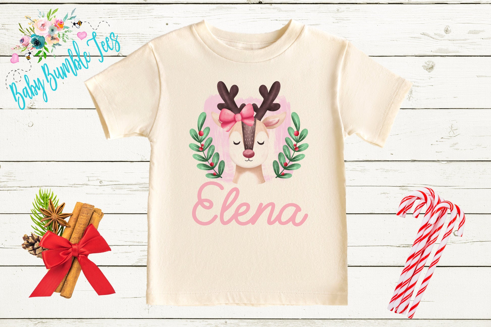 Girls Reindeer Shirt // Girls Christmas Shirt // Personalized Name Shirt // Kids Holiday Shirt // Kids Christmas Shirt // Toddler Christmas