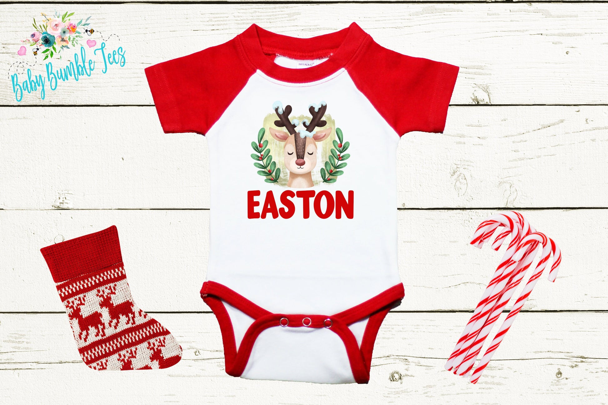 Reindeer Name // Personalized Name // Christmas // Baby Boy // Holiday // Kids Shirt // First Christmas // Reindeer // Gift