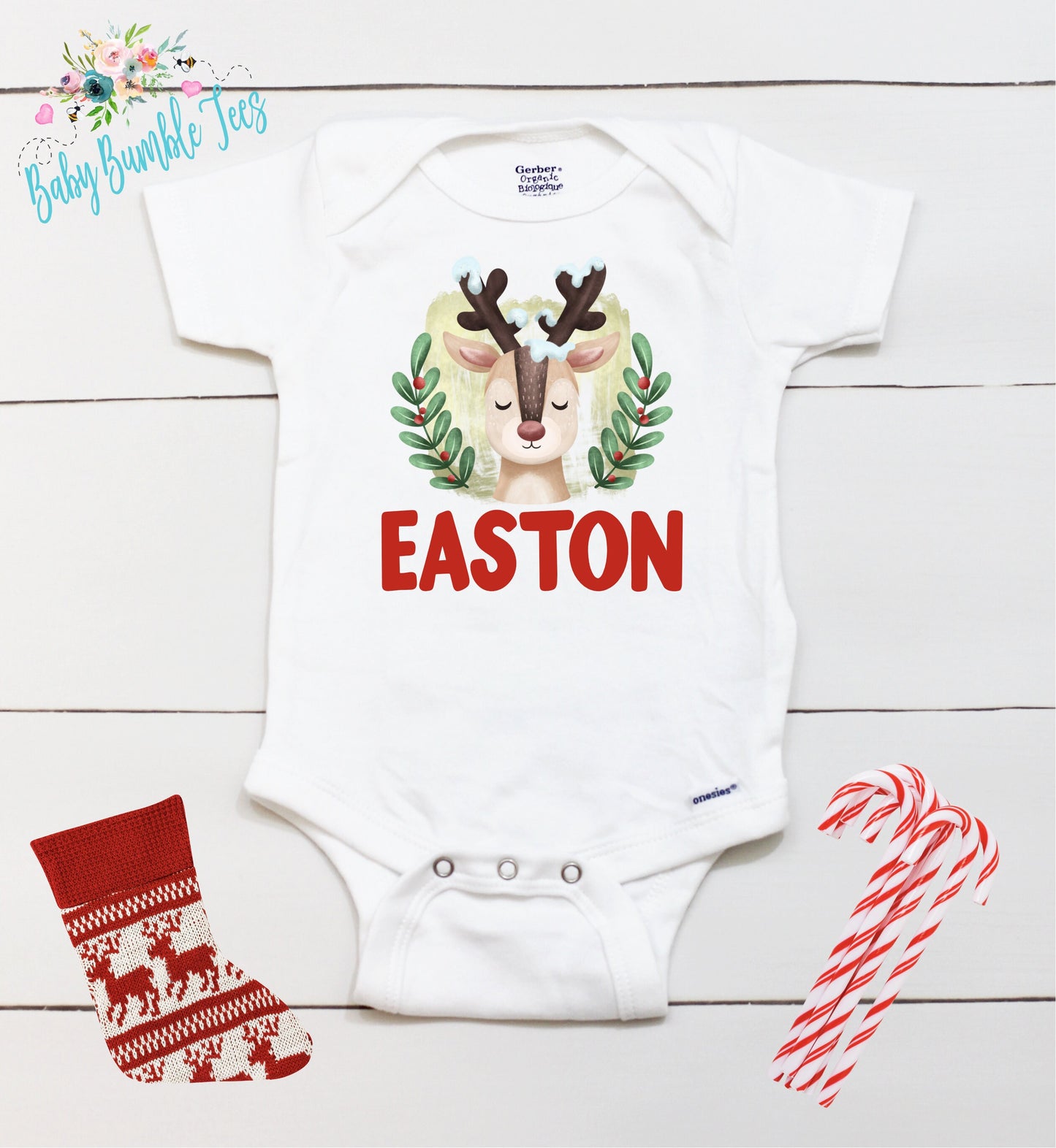 Reindeer Name // Personalized Name // Christmas // Baby Boy // Holiday // Kids Shirt // First Christmas // Reindeer // Gift