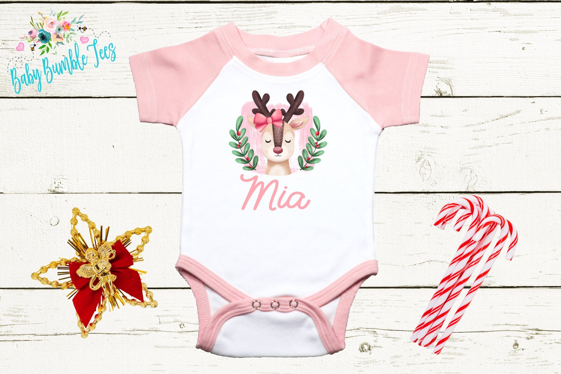 Reindeer Name // Personalized Name // Christmas // Baby Girl // Holiday // Gift // Kids Shirt // First Christmas // Reindeer