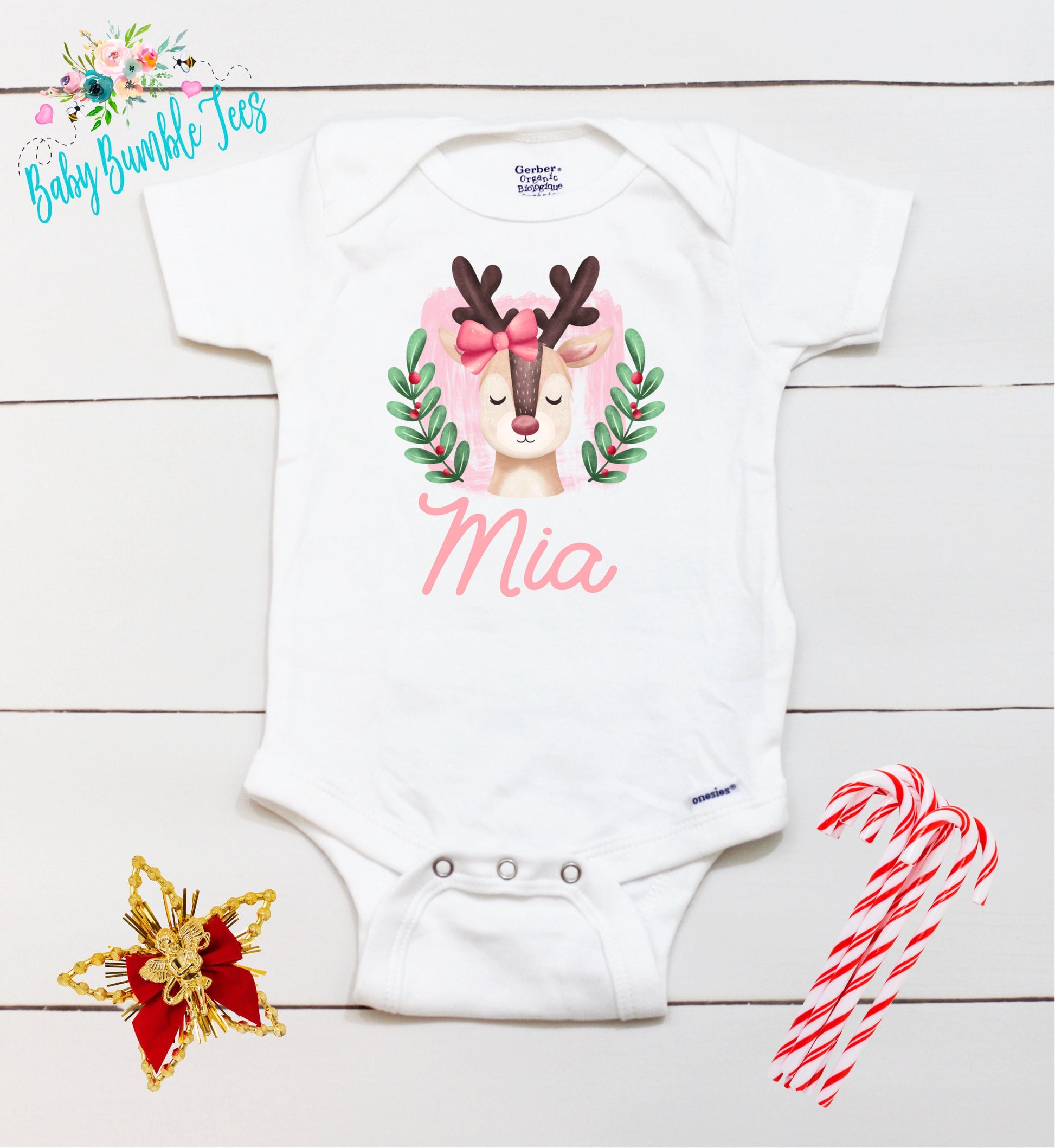 Reindeer Name // Personalized Name // Christmas // Baby Girl // Holiday // Gift // Kids Shirt // First Christmas // Reindeer