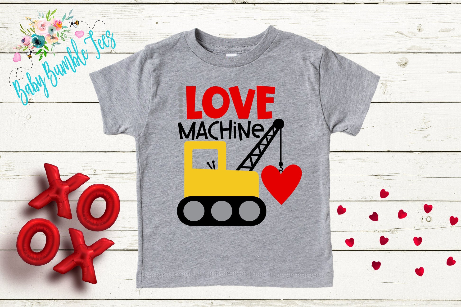Love Machine Shirt // Valentine // Boy Shirt // Truck // My First Valentines Day // Toddler Shirt // kids shirt // Construction // Digger