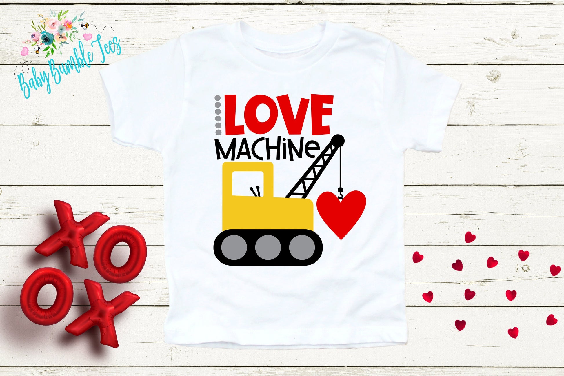Love Machine Shirt // Valentine // Boy Shirt // Truck // My First Valentines Day // Toddler Shirt // kids shirt // Construction // Digger