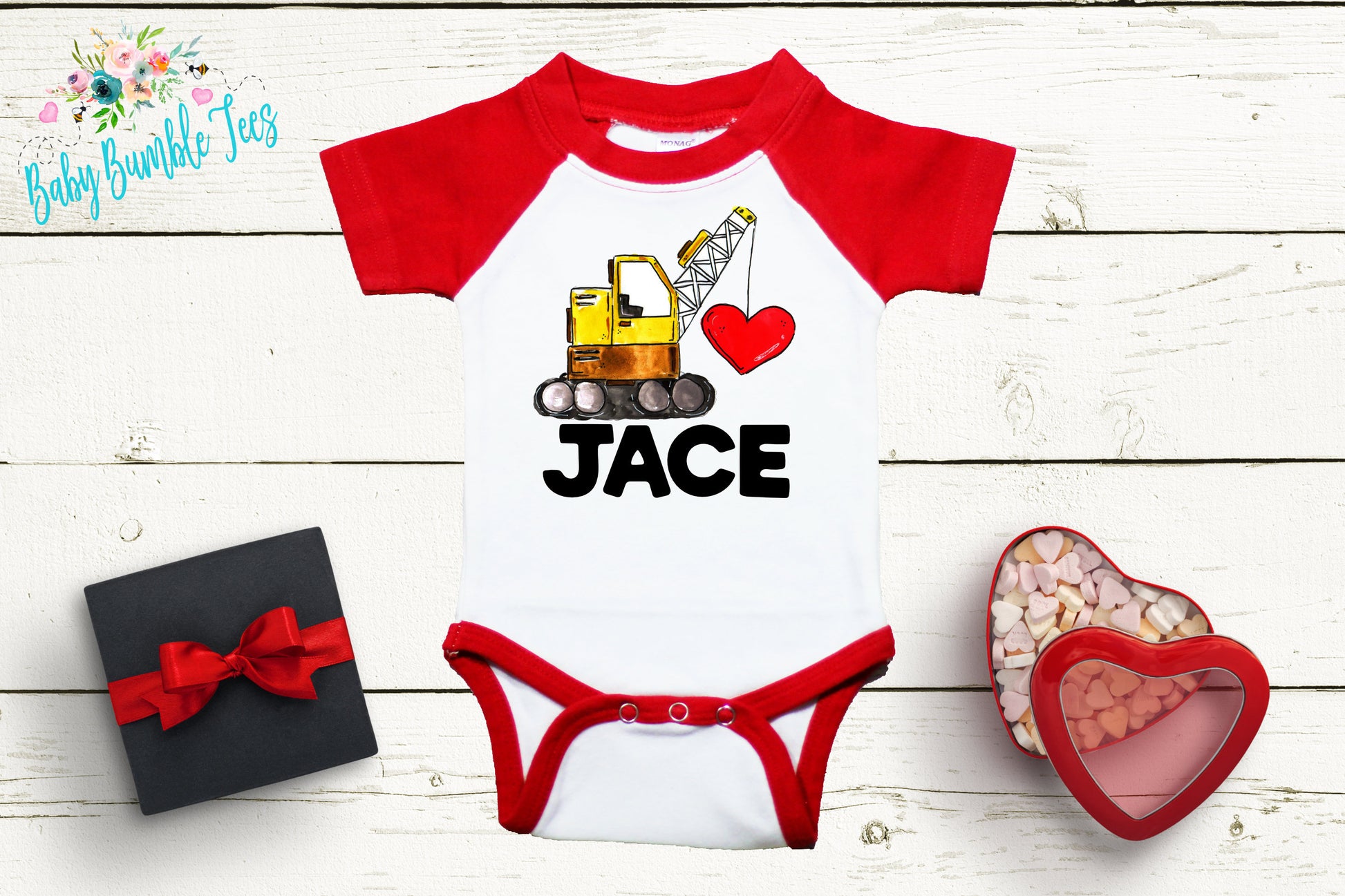 Valentine // Personalized Name Valentine // Boy // Truck // My First Valentines Day // Toddler Shirt // Construction // Digger