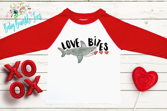 Love Bites Valentine's Day Shirt // Boys Valentine's Day Shirt Boy Shirt // Kids Valentine's Day Shirt // Toddler Shirt // Shark Shirt