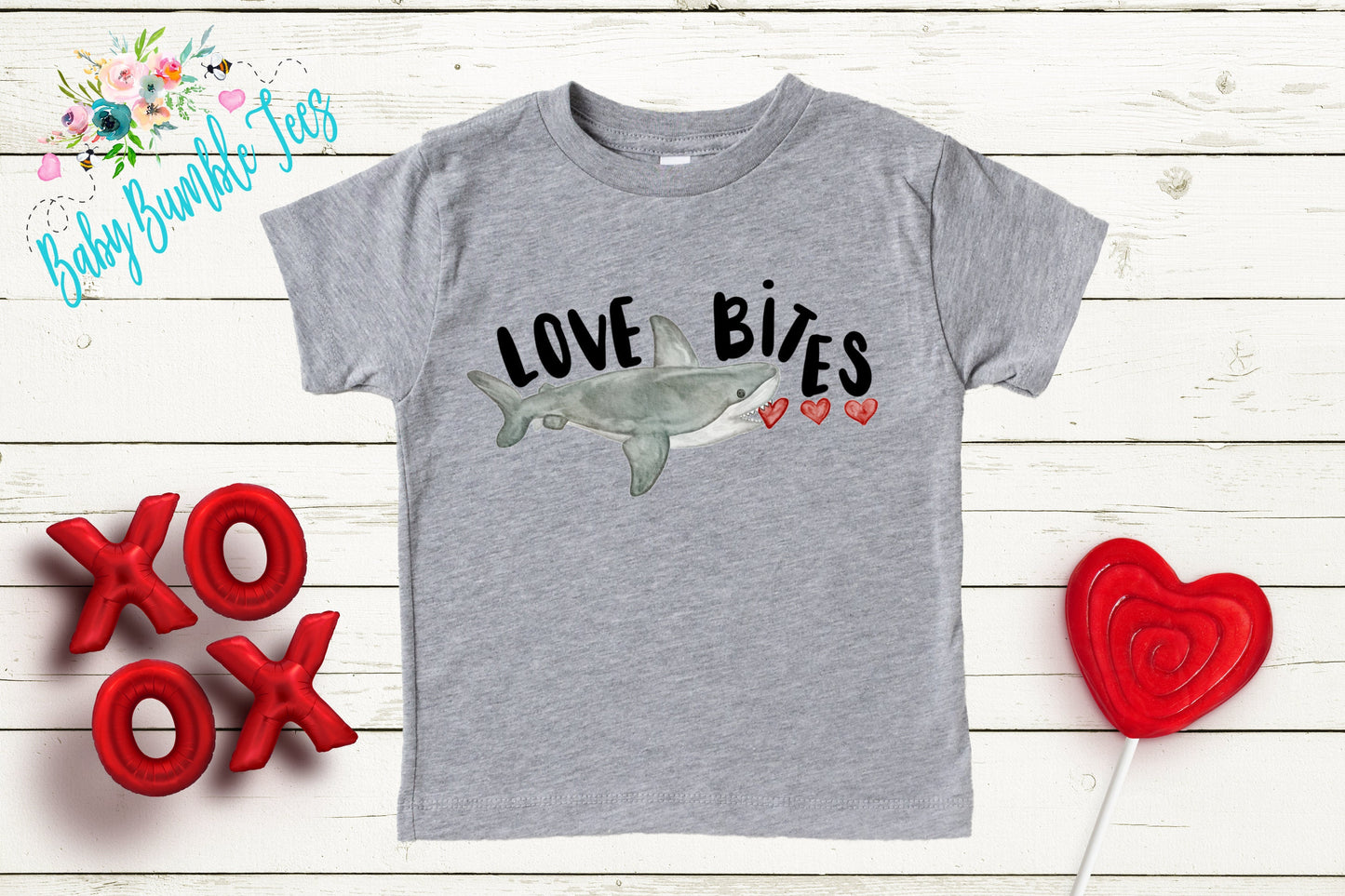 Love Bites Valentine's Day Shirt // Boys Valentine's Day Shirt Boy Shirt // Kids Valentine's Day Shirt // Toddler Shirt // Shark Shirt