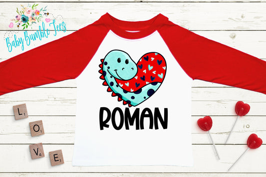 Dinosaur Valentines Day Shirt // Boys Valentine Day Shirt // Kids Valentines day // Toddler Shirt // Kids shirt // Custom Name Shirt