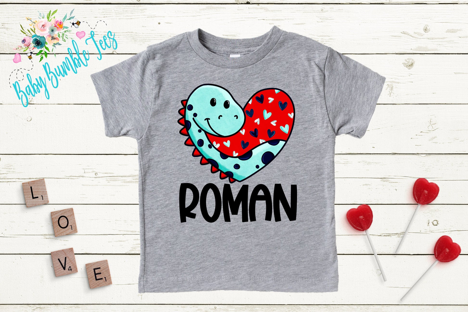 Dinosaur Valentines Day Shirt // Boys Valentine Day Shirt // Kids Valentines day // Toddler Shirt // Kids shirt // Custom Name Shirt