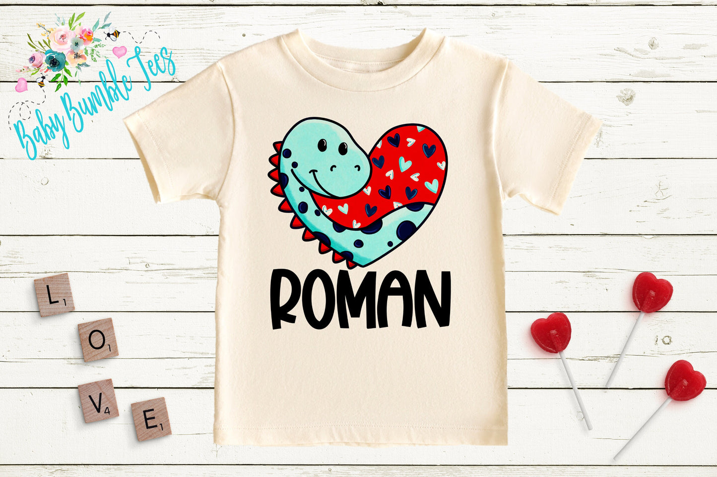 Dinosaur Valentines Day Shirt // Boys Valentine Day Shirt // Kids Valentines day // Toddler Shirt // Kids shirt // Custom Name Shirt