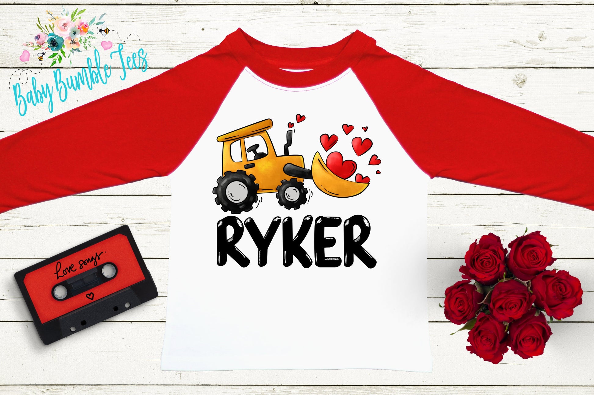 Valentines Shirt // Personalized Name // Valentine Construction // Truck // My First Valentines Day // Toddler Shirt // kids shirt // Digger