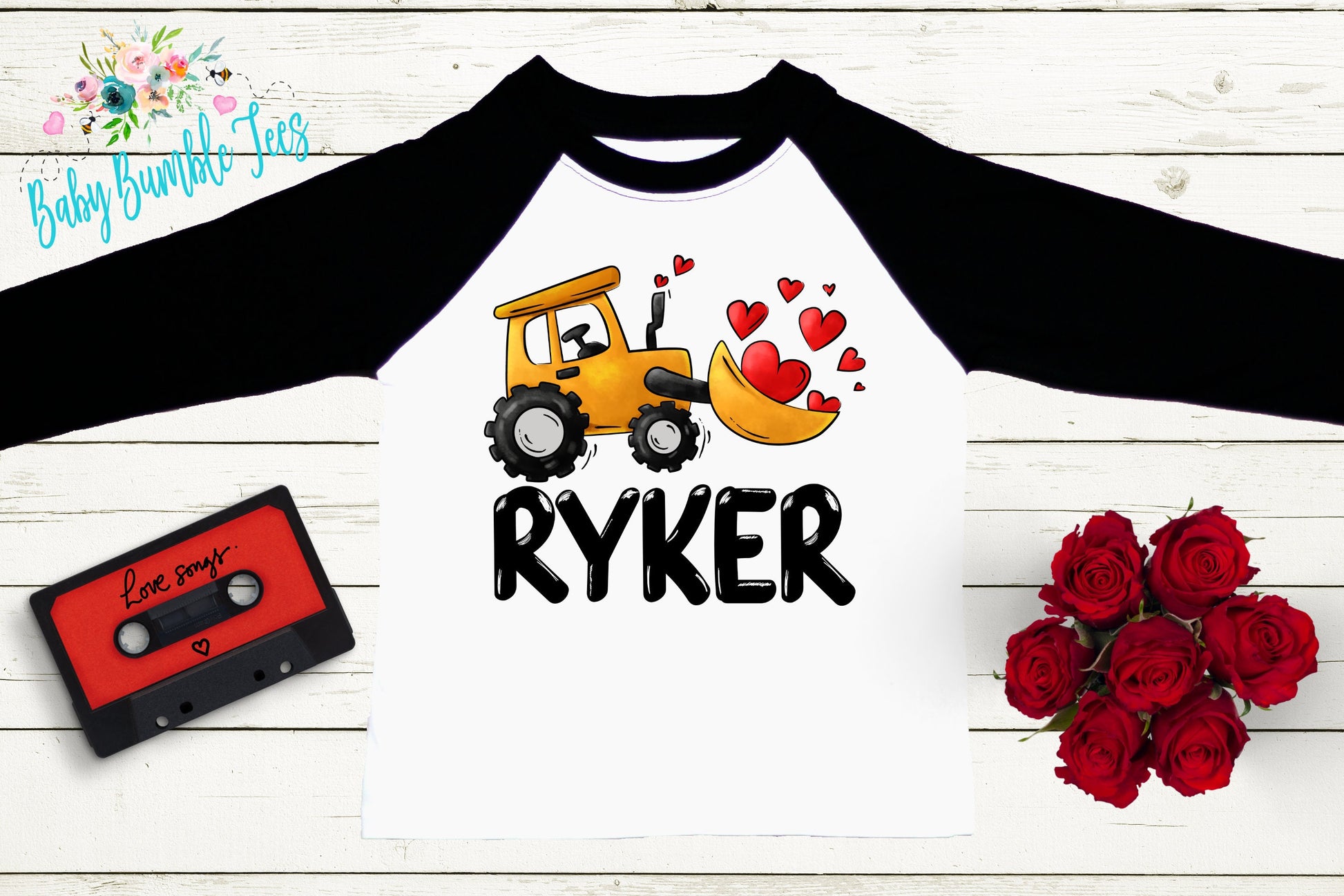 Valentines Shirt // Personalized Name // Valentine Construction // Truck // My First Valentines Day // Toddler Shirt // kids shirt // Digger