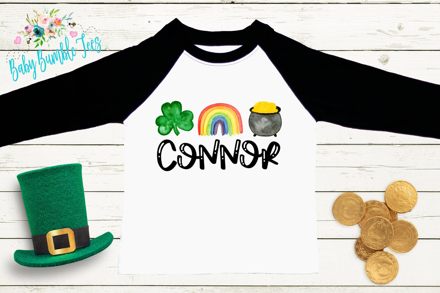 St Patricks Day Shirt - Personalized Name - St Patricks Day - Boy Shirt - Clover - St Paddys Day - Toddler Shirt - kids shirt - Gold