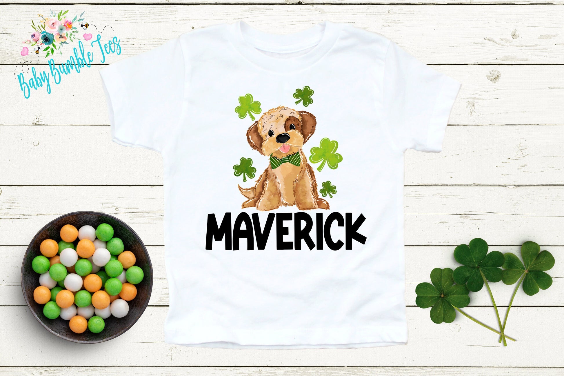 St Patricks Day Dog Shirt - Boys St Patricks Day Shirt - St Paddy's Day - Toddler Shirt - Kids St Patricks Shirt - Puppy Dog Name Shirt