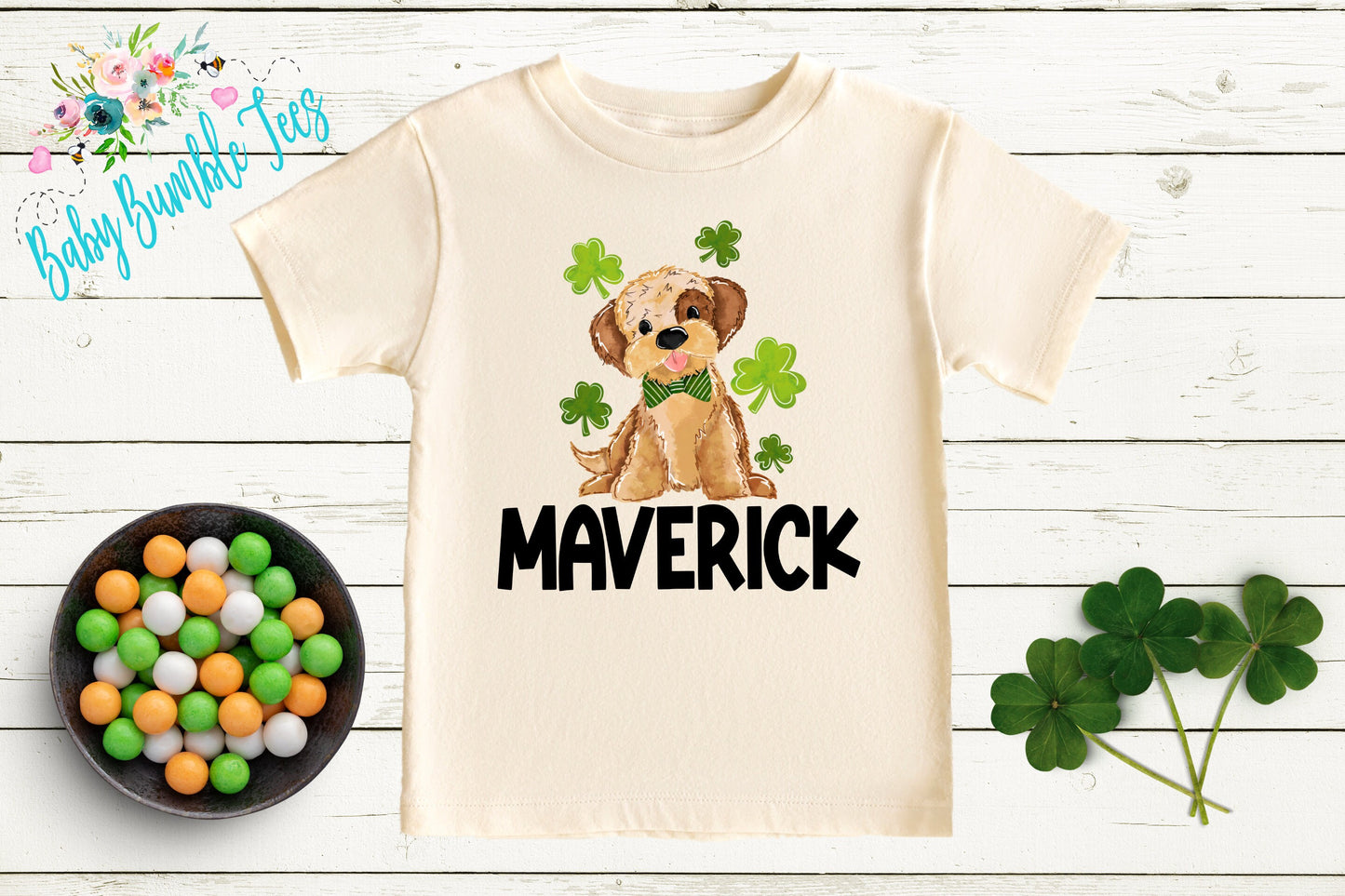 St Patricks Day Dog Shirt - Boys St Patricks Day Shirt - St Paddy's Day - Toddler Shirt - Kids St Patricks Shirt - Puppy Dog Name Shirt