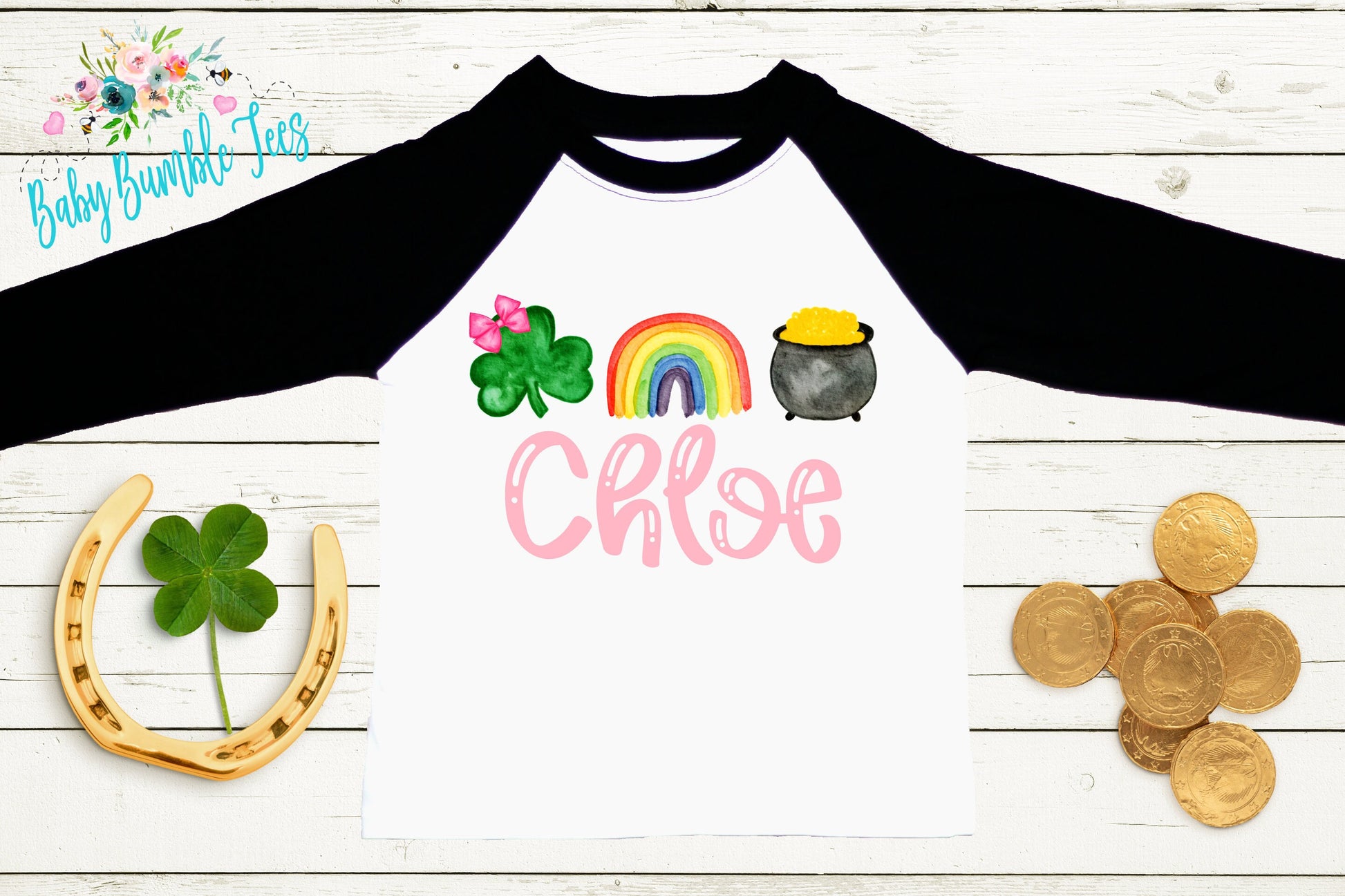 Girls St Patricks Day Shirt - St Patricks Day Kids Shirt - St Patricks Day Personalized Name - St Paddys Day - Toddler Shirt - Clover