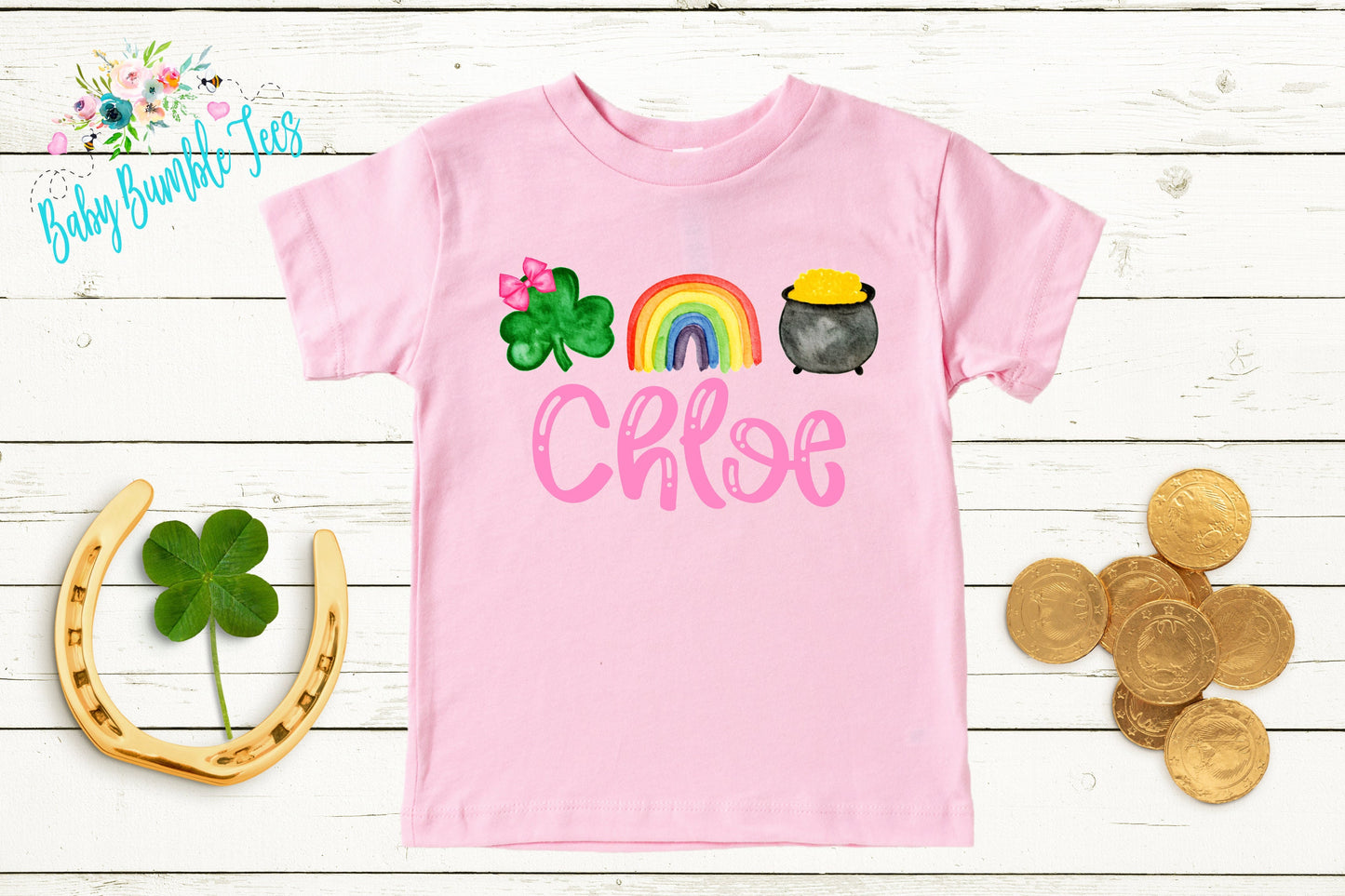 Girls St Patricks Day Shirt - St Patricks Day Kids Shirt - St Patricks Day Personalized Name - St Paddys Day - Toddler Shirt - Clover