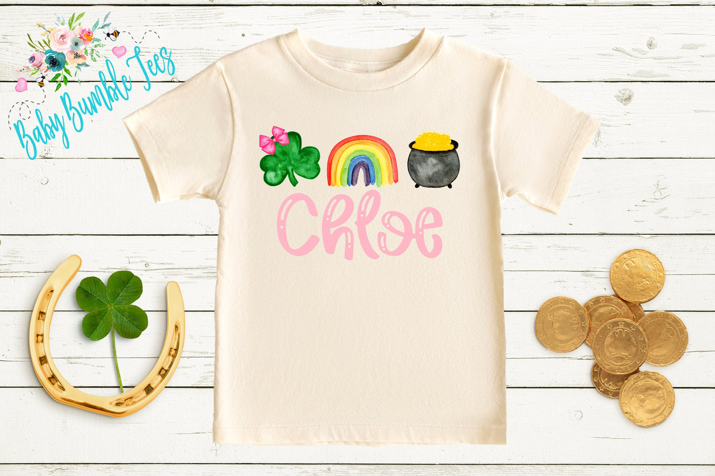 Girls St Patricks Day Shirt - St Patricks Day Kids Shirt - St Patricks Day Personalized Name - St Paddys Day - Toddler Shirt - Clover