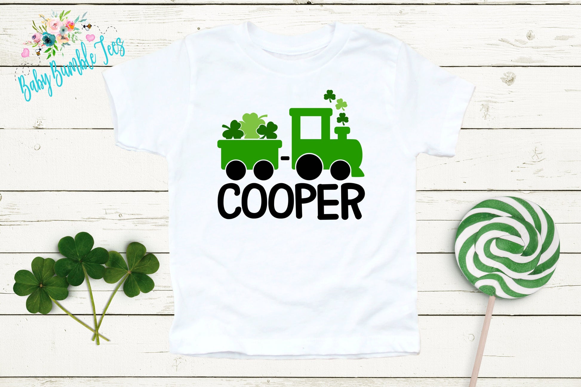 St Patricks Day Train Shirt , Custom Personalized Name, Kids St Patricks Day T Shirt, Boys Shirt, Clover St Paddys Day, Retro Toddler Shirt