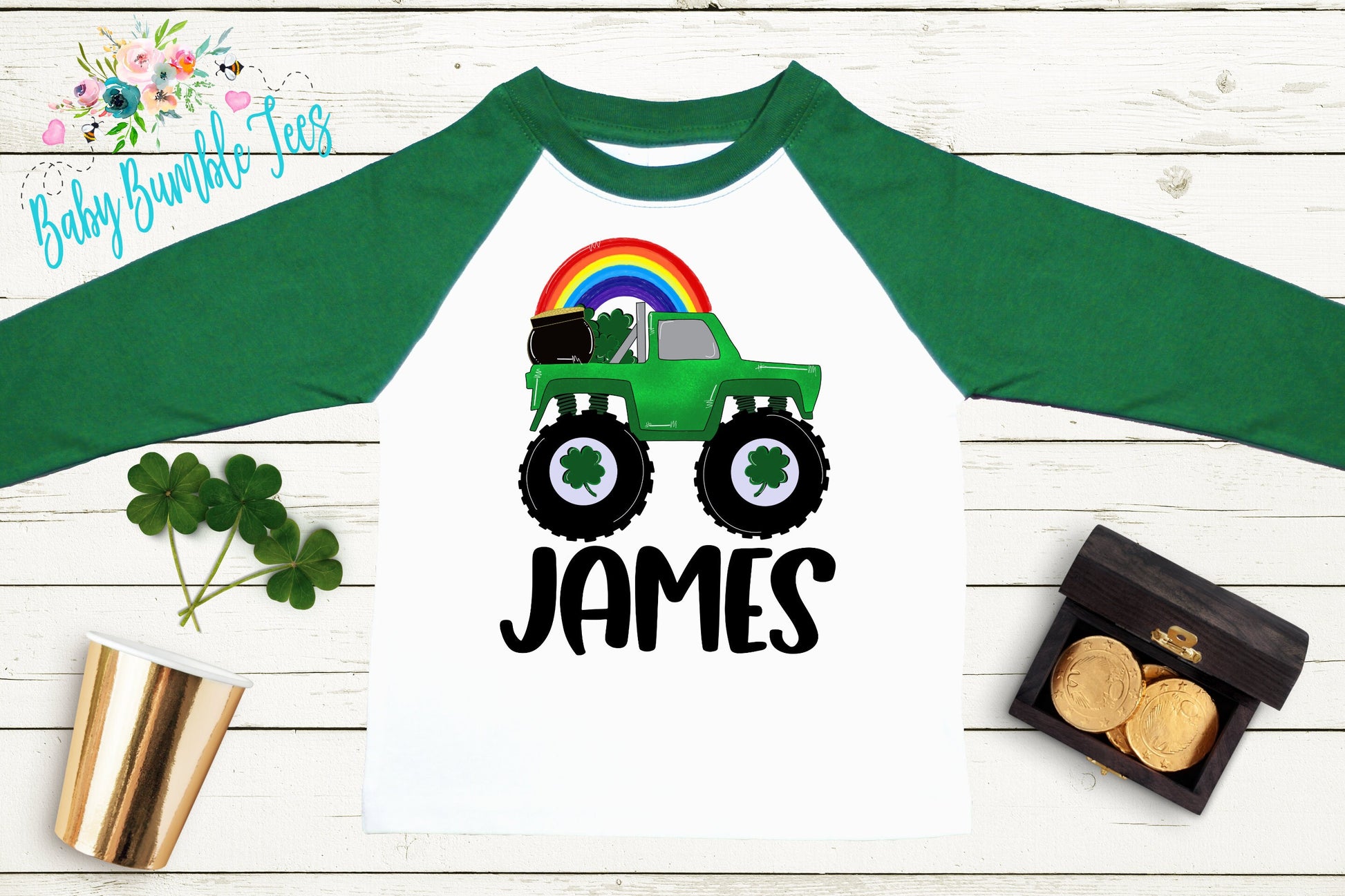 St Patricks Day Monster Truck Shirt - Personalized Name - St Patricks Day - Boy Shirt - St Paddys Day - Toddler Shirt - kids shirt