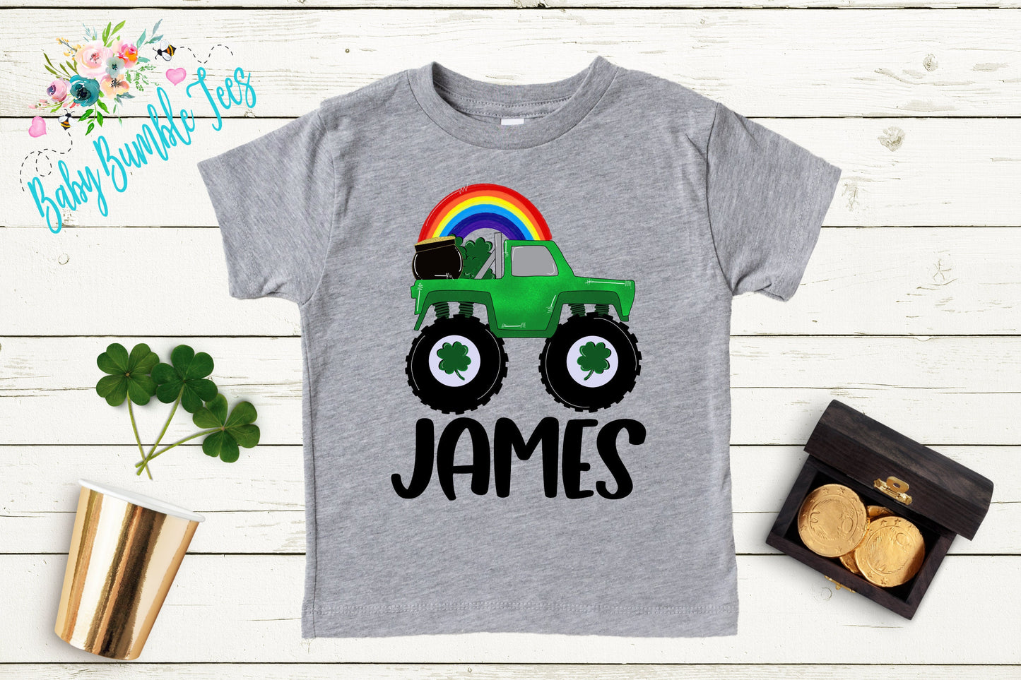 St Patricks Day Monster Truck Shirt - Personalized Name - St Patricks Day - Boy Shirt - St Paddys Day - Toddler Shirt - kids shirt