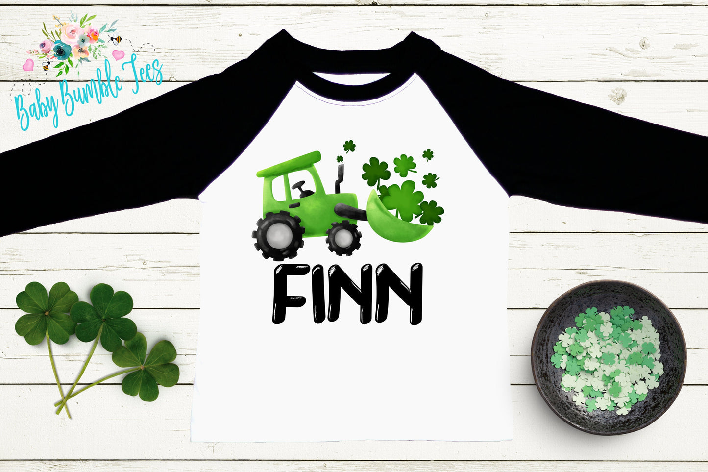 St Patricks Day Truck Shirt, Custom Personalized Name, Kids St Patricks Day T Shirt, Boys Toddler Shirt, Clover St Paddy's Day, Construction