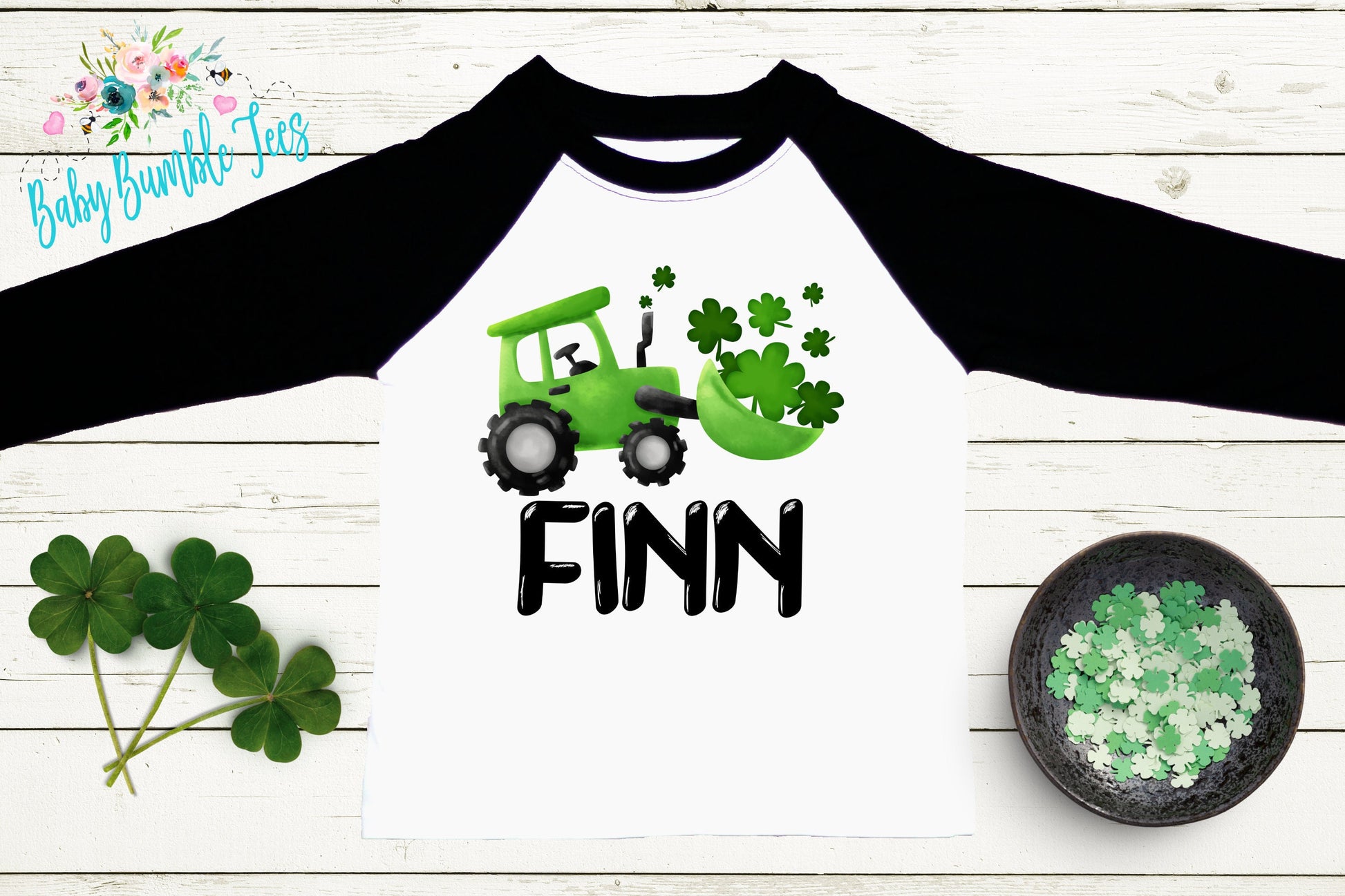 St Patricks Day Truck Shirt, Custom Personalized Name, Kids St Patricks Day T Shirt, Boys Toddler Shirt, Clover St Paddy's Day, Construction