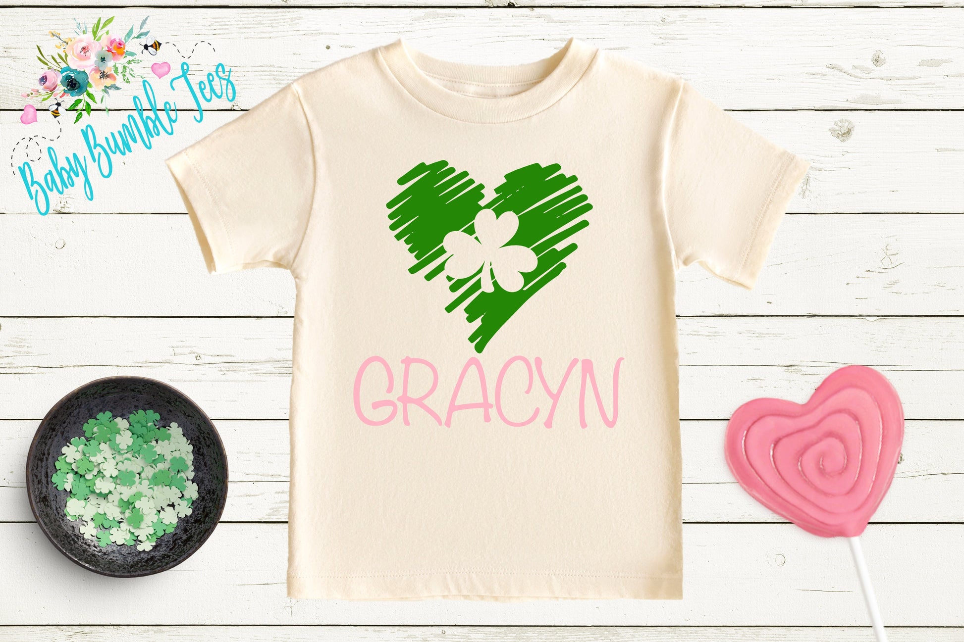 Heart Clover Shirt - Personalized Name - St Patricks Day - Girl Shirt - St Paddys Day - Toddler Shirt - kids shirt - Kids St Patricks